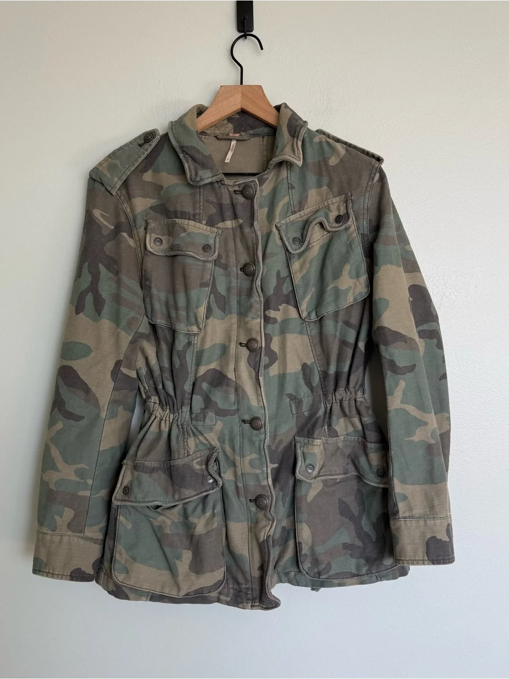 Free People Not Your Brother's Green Camo Print Surplus Jacket